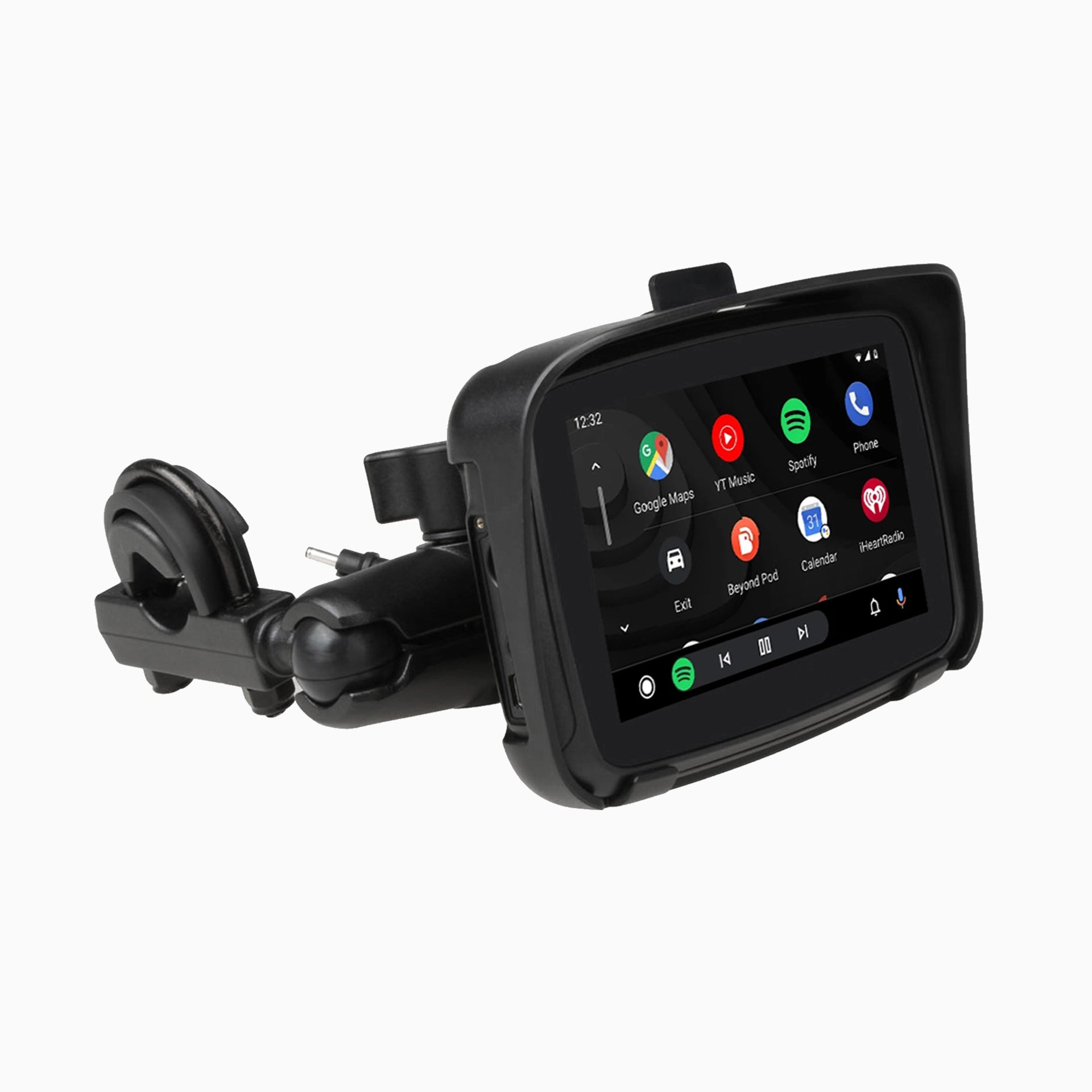 Smart bike screen display with 1920x1920 resolution, featuring colorful app icons in a sleek black casing. Provides convenient access to features and info while riding
